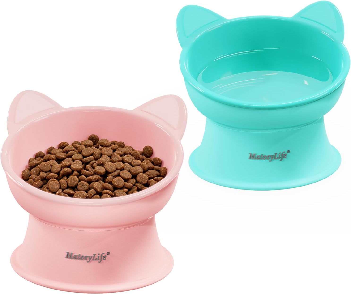 MateeyLife Gamelle Chat Surélevée,Lot de 2 Bols Gamelle Surelevee pour Chat