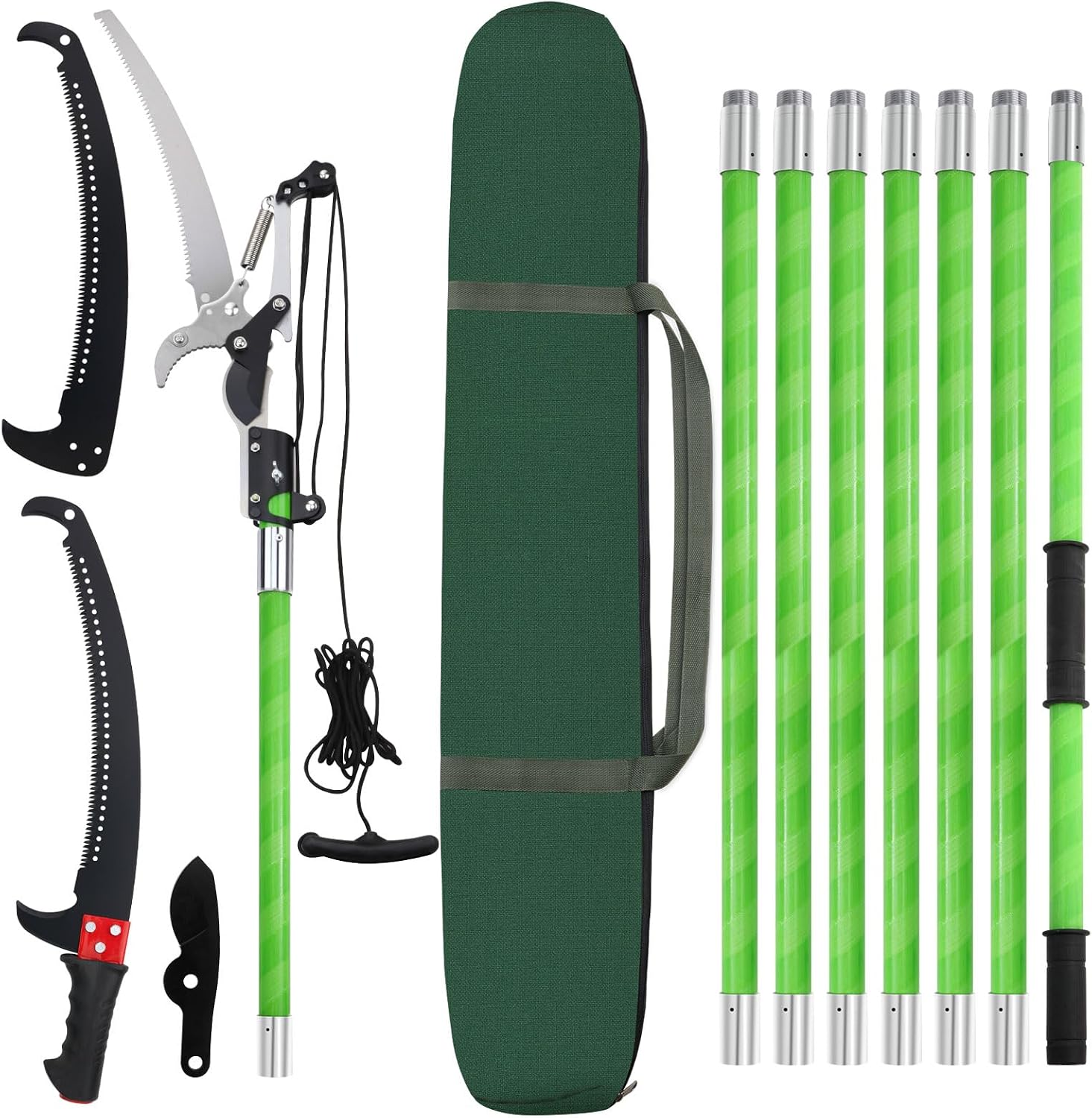 Scie à Élaguer Télescopique, Scie avec Manche Télescopique 8m,Coupe Branche Telescopique,Outils de Jardin pour Palmiers, Arbustes et Grands Arbres