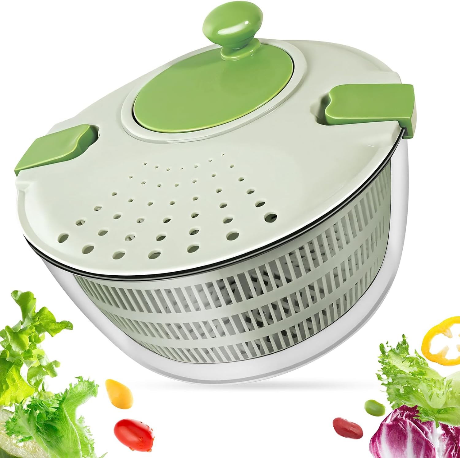 Essoreuse à Salade avec Panier Lavage & Manivelle, Essoreuses Salades Saladier Séchoir Légumes Fruits Manuelle 4L, Sèche Linge Bol égouttoir Laveuse Rotateur Laitue Multifonction pour Cuisine Domicile