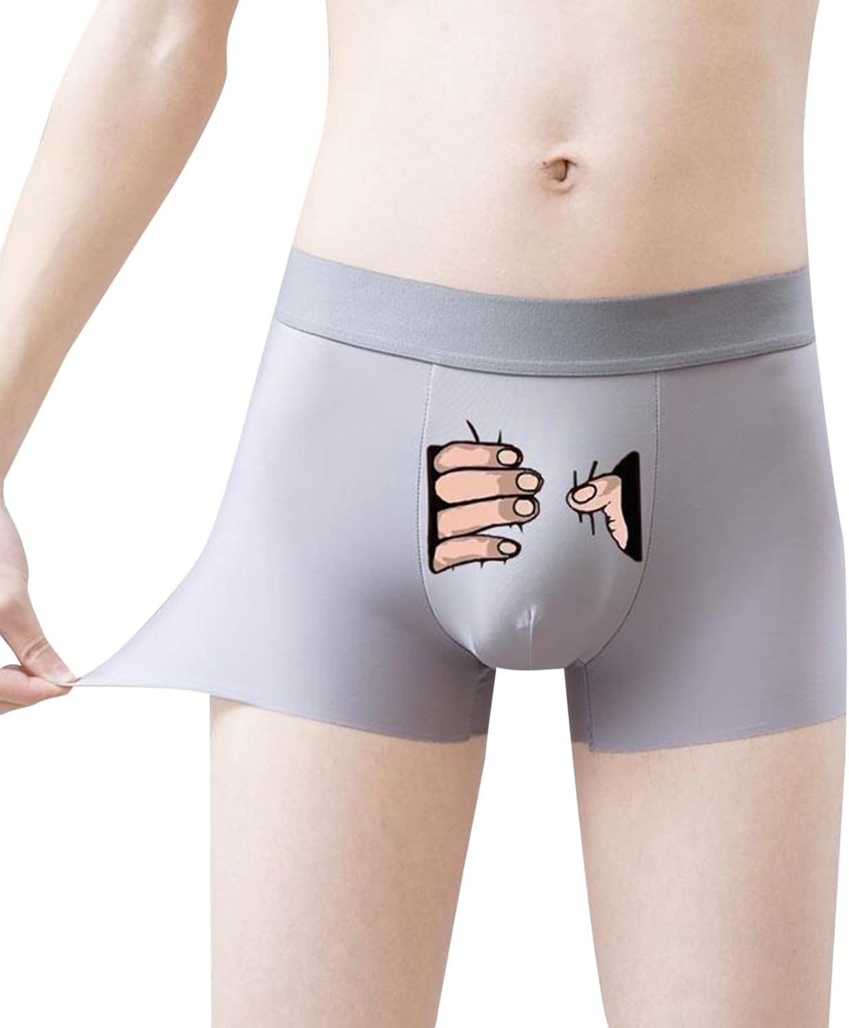 Boxer Homme Dim sous-vêtement en Soie glacée pour Homme Personnalité créative drôle Shorty Respirant Mignon et Amusant.