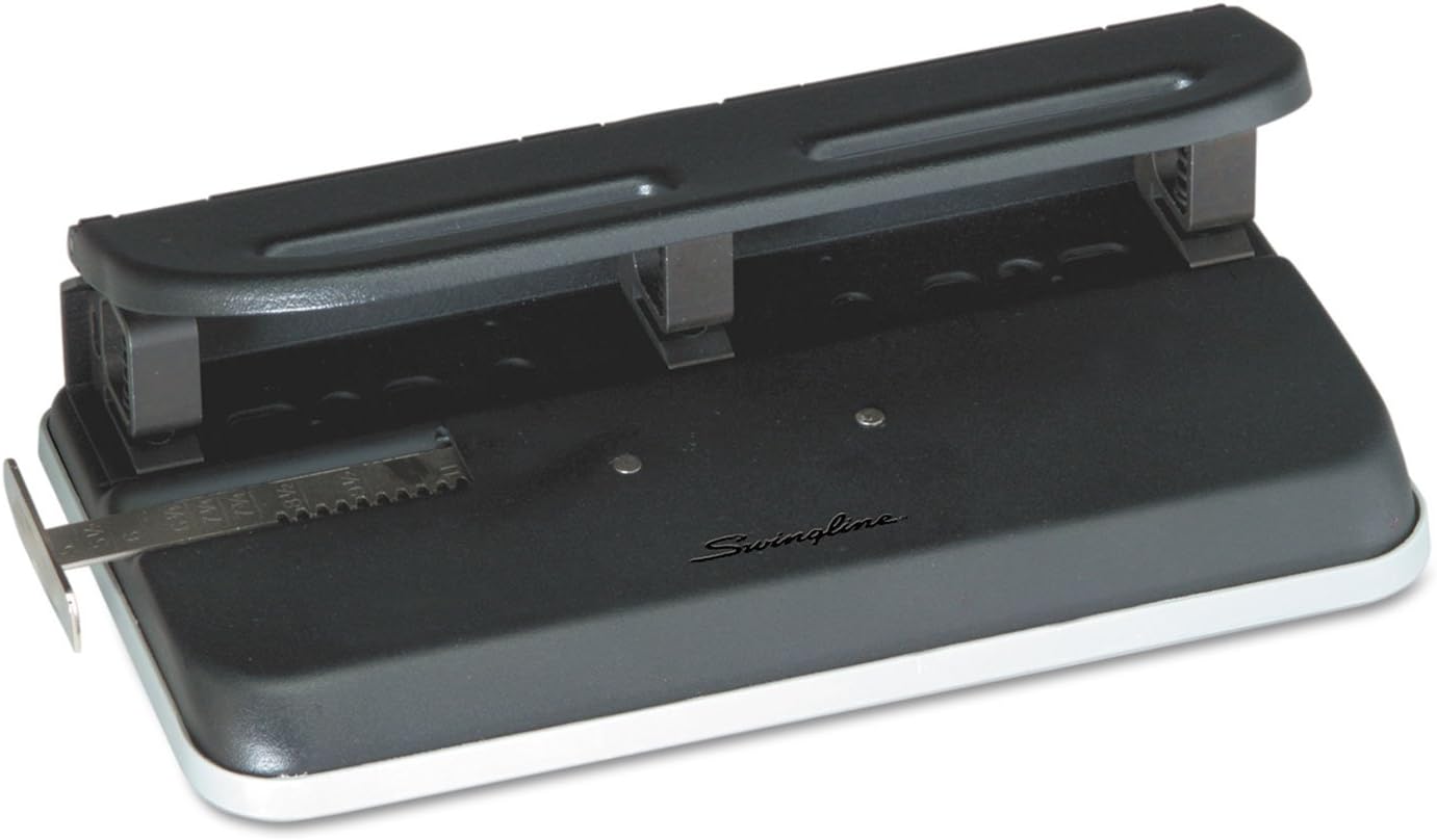 Swingline Perforatrice 2 à 7 trous, semi-réglable, perforatrice robuste, toucher facile, capacité de perforation de 24 feuilles, noir (74150)