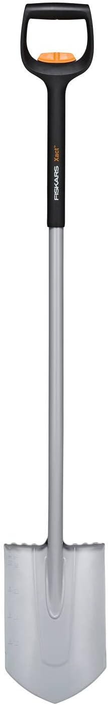 Fiskars Bêche Télescopique pour Sols durs et caillouteux, Pointue, longueur : 111 - 130 cm, Lame renforcée en Acier au bore, Noir/orange, Xact, 1066732