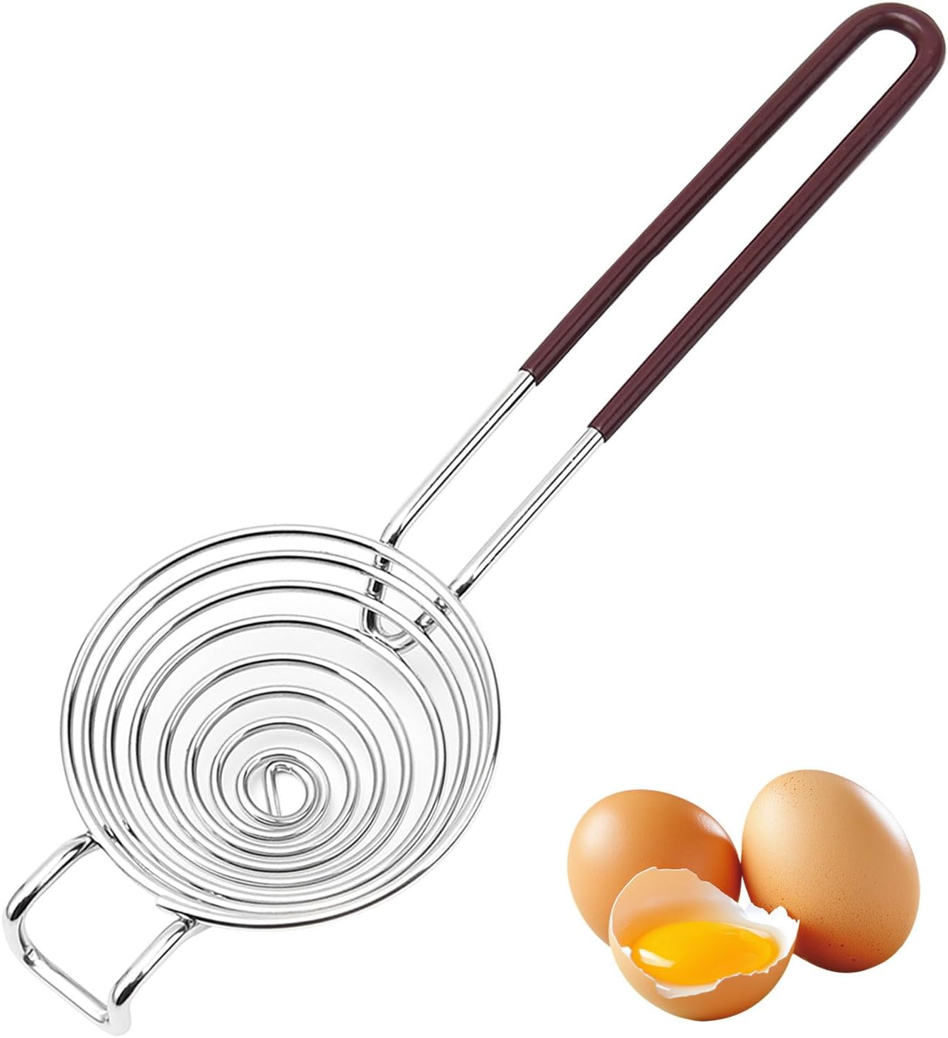 GIONAR Separateur Oeuf Jaune et Blanc Panier de Basket, Separateur Oeuf en Acier Inoxydable, avec Manche Allongé, Gadget Cuisine Utiles, pour La Pâtisserie ou Comme Petite Passoire