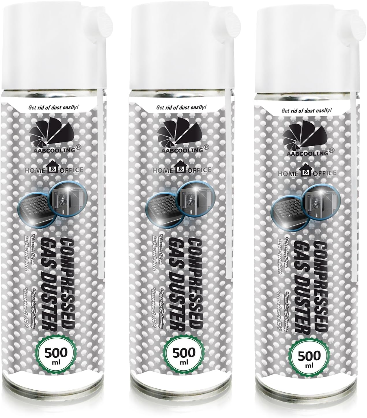 Fournitures de bureau 3x 500ml AABCOOLING Home&Office Bombe a Air Comprimé Gas Duster K2, Sans Odeur Nettoyage PC, Nettoyage de l'équipement de bureau, Enlever la Poussière