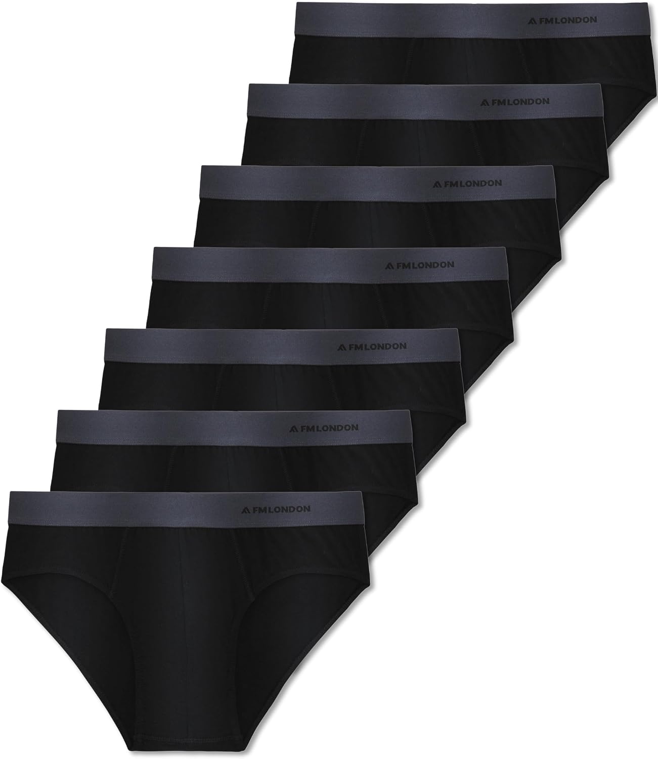FM London Lot de 7 Slips pour Homme, Slip en Coton Essentiel sans Étiquette, Riche en Coton, sous-Vêtements Modernes pour Homme avec Ceinture Élastique Anti-Roulement