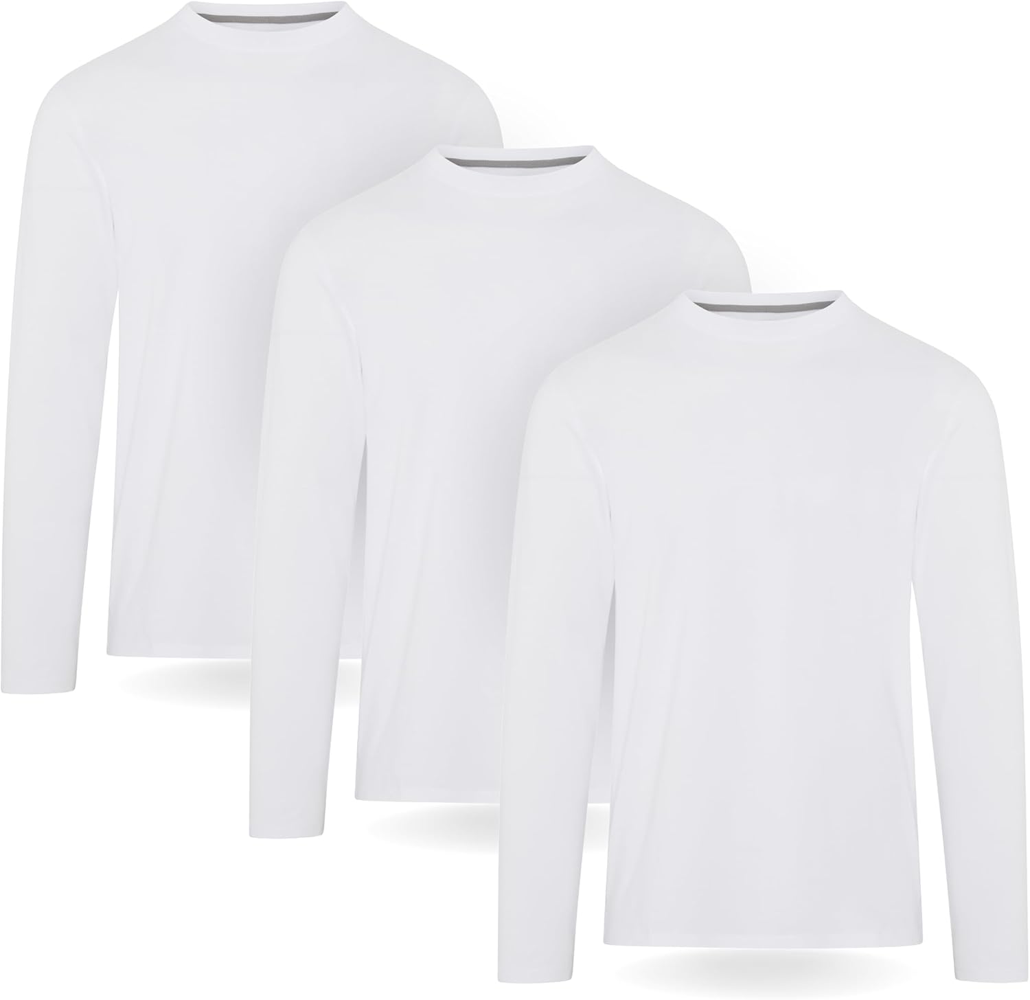 FM London T-Shirt à Manche Longue pour Homme, Tee-Shirt pour Homme, Coupe Flatteuse, Poids Premium, Col Ras-du-Cou en Coton Ultra Doux, Lot de 3