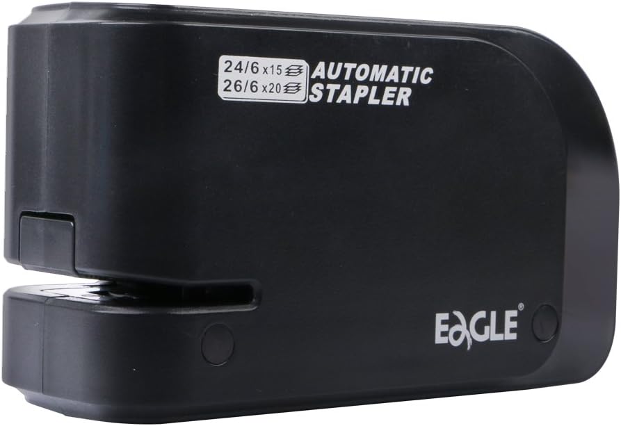 Eagle électrique Stapler-heavy Duty automatique agrafeuse, capacité 20 feuilles, Alimenté par batterie ou secteur, Noir (Adaptateur britannique)