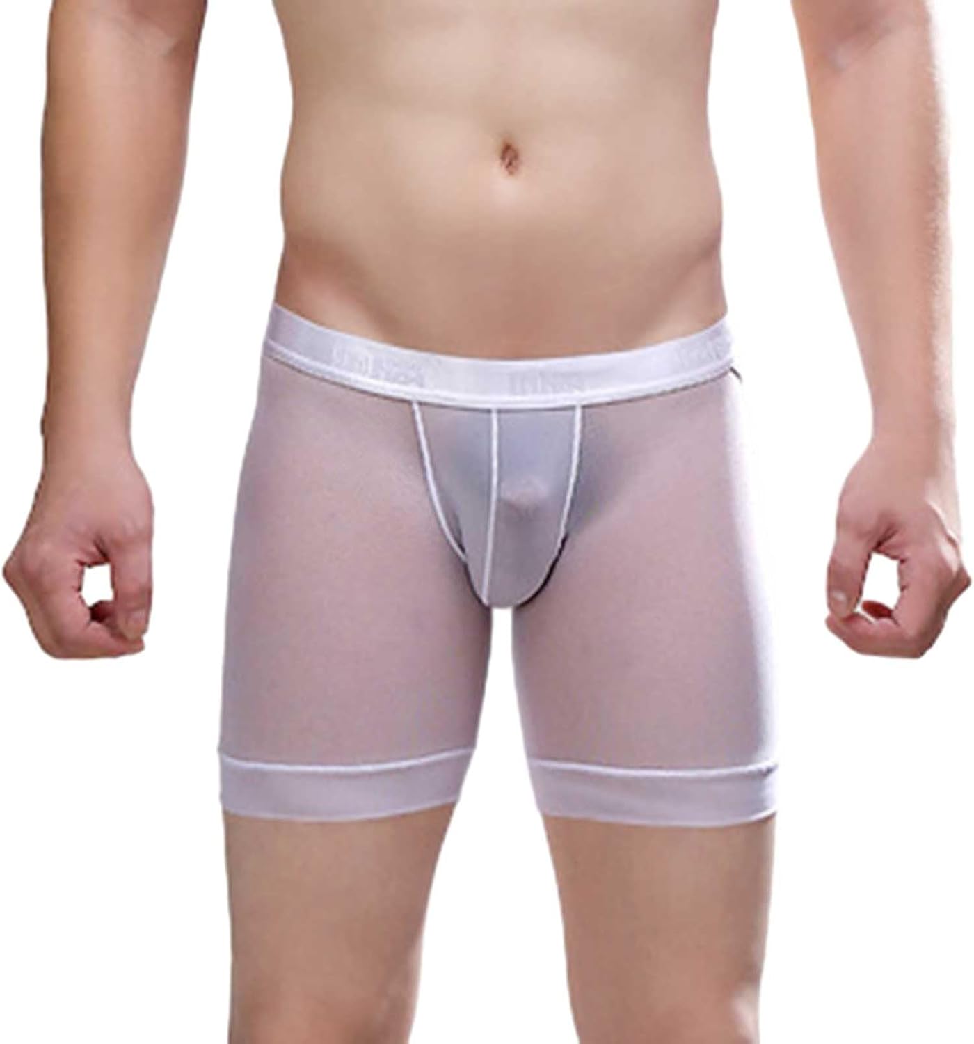 Dim Homme Boxer sous-vêtements de Sport Transparents pour Hommes,Pochette en Soie glacée,Maille Transparente,Sexy,révélant Les Hanches