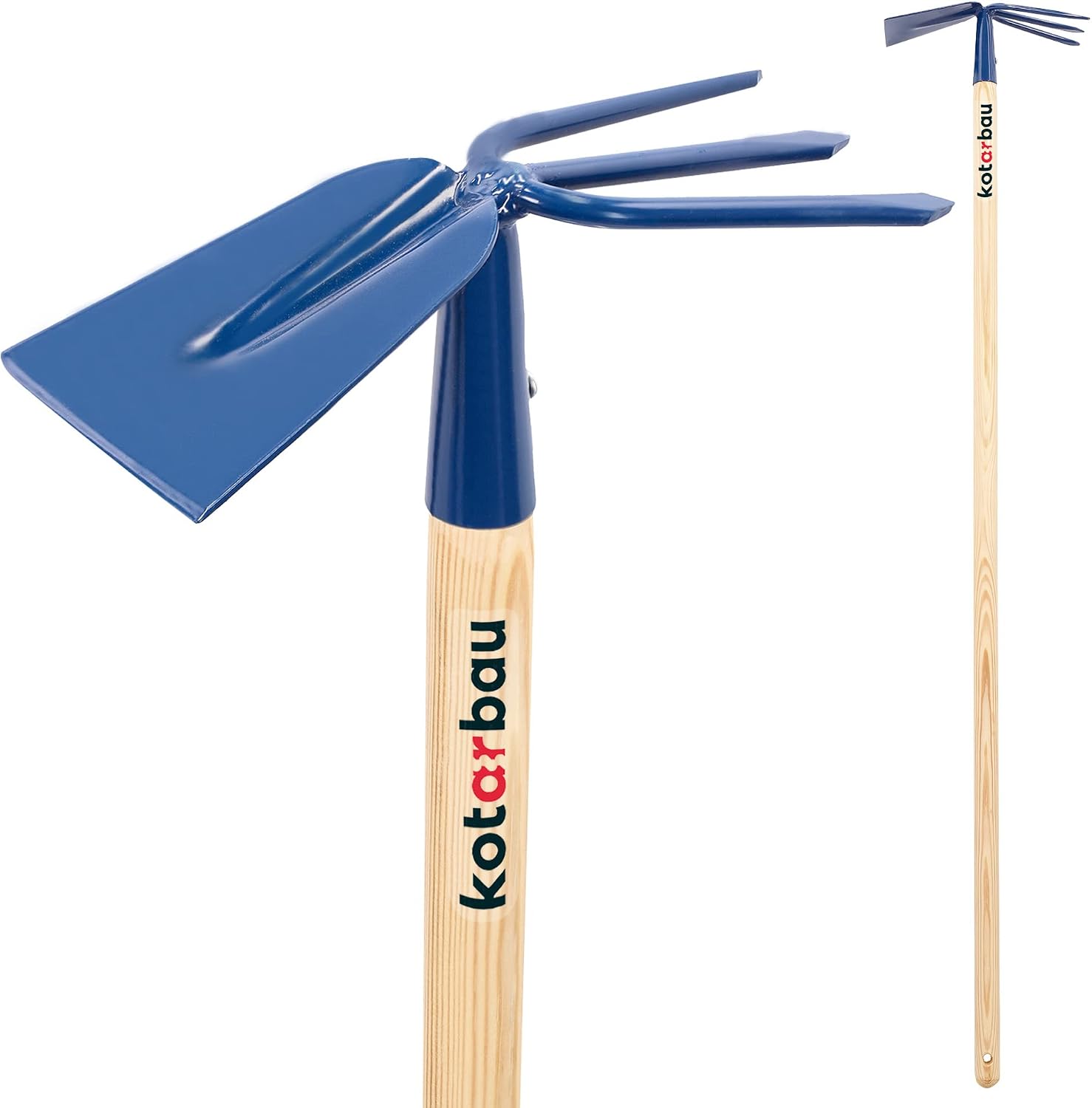 KOTARBAU® Serfouette en Métal Râteau avec Houe Double Binette à 3 Dents avec Manche en Bois 122 cm Outil de Jardinage Accessoire de Jardinage Accessoires de Plantation