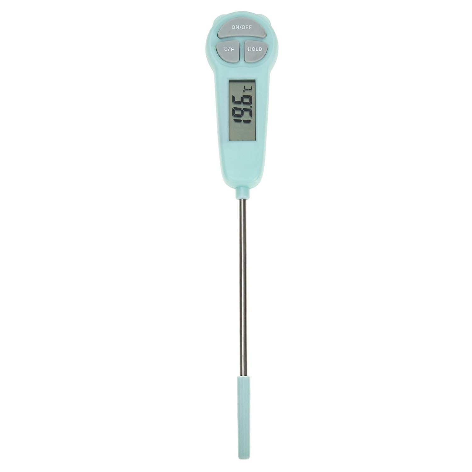 Angoily Thermomètre Cuisine Numérique Vert Écran Lcd, Sonde en Acier Inoxydable, Facile à Utiliser pour Mesurer la Température des Aliments Solides et Liquides