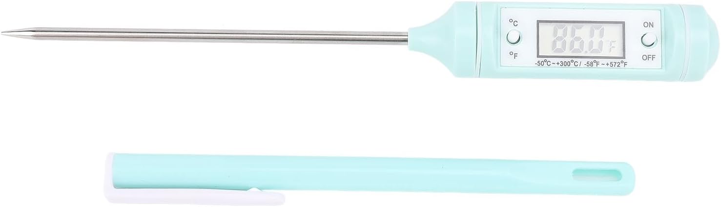Thermomètre Alimentaire Numérique avec Sonde Longue en Acier Inoxydable, Écran LCD pour Viande, Lait, Nourriture, Cuisine, Pâtisserie, BBQ, 304 Acier Alimentaire, Lecture Précise en 3-5 Secondes