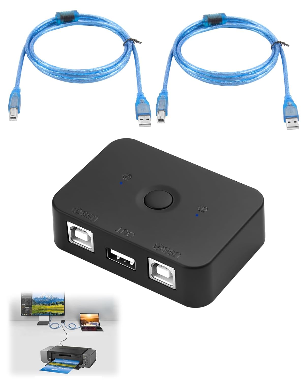 Commutateur de Partage d'imprimante USB, 2 Ordinateurs Partagent 1 Appareil