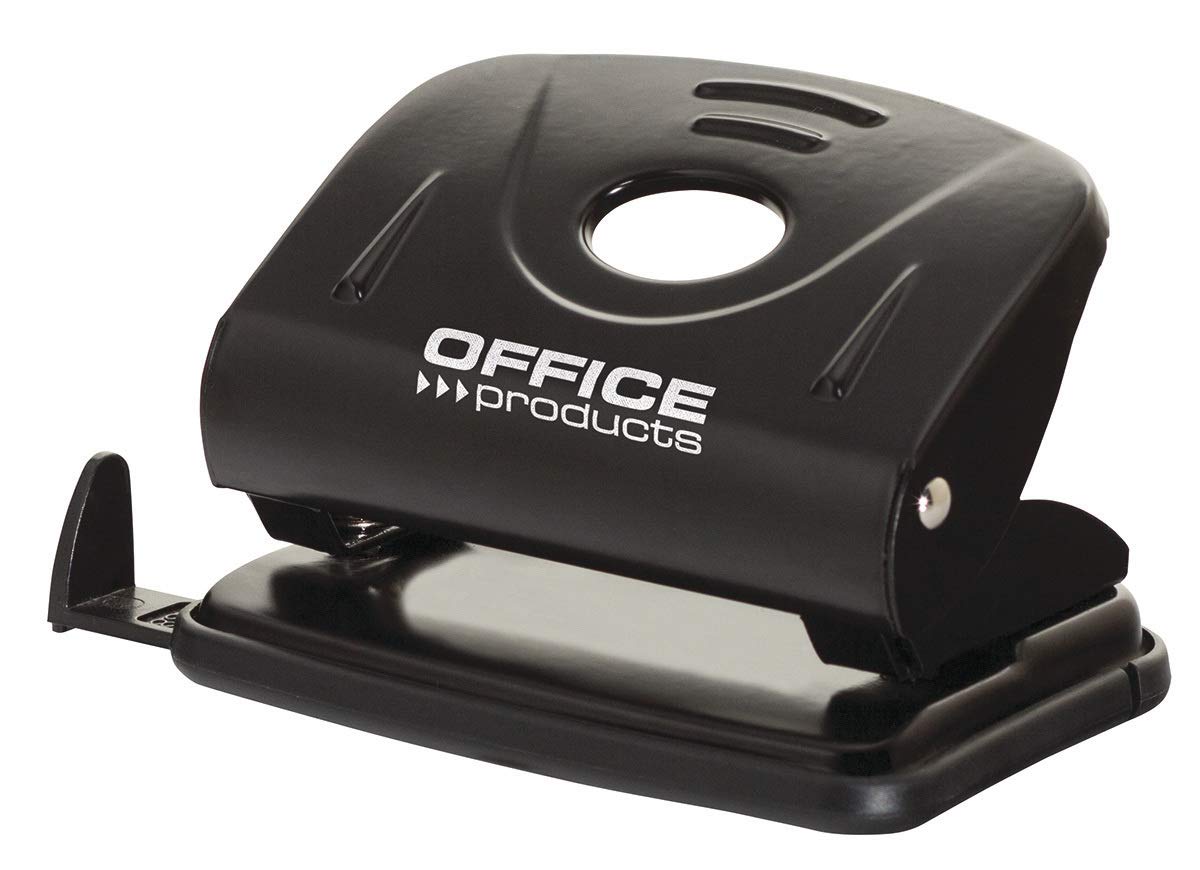 OFFICER PRODUCTS Perforatrice 18052211-05, jusqu'à 25 feuilles, mécanisme et boîtier en métal, bras en plastique (ABS), couleur: noir, capuchon en plastique antidérapant pour la base