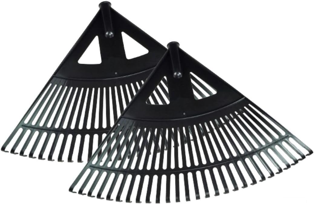 2 râteaux de jardin extra larges XXL, râteau noir, râteau à feuilles en plastique, 58 cm de large, 27 dents, lot de 2.