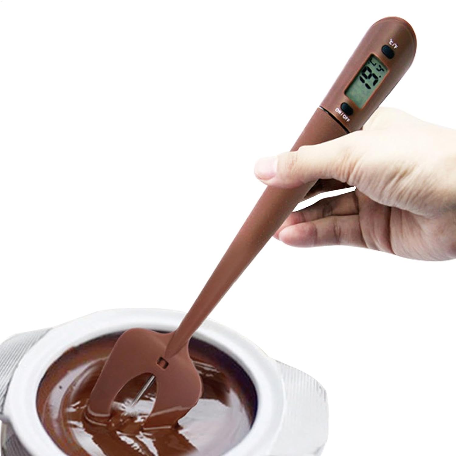 Thermomètre numérique Candy Spatule en silicone - Capteur de température de cuisine en silicone - Lecture rapide - Pour bonbons, chocolat, sauce, etc