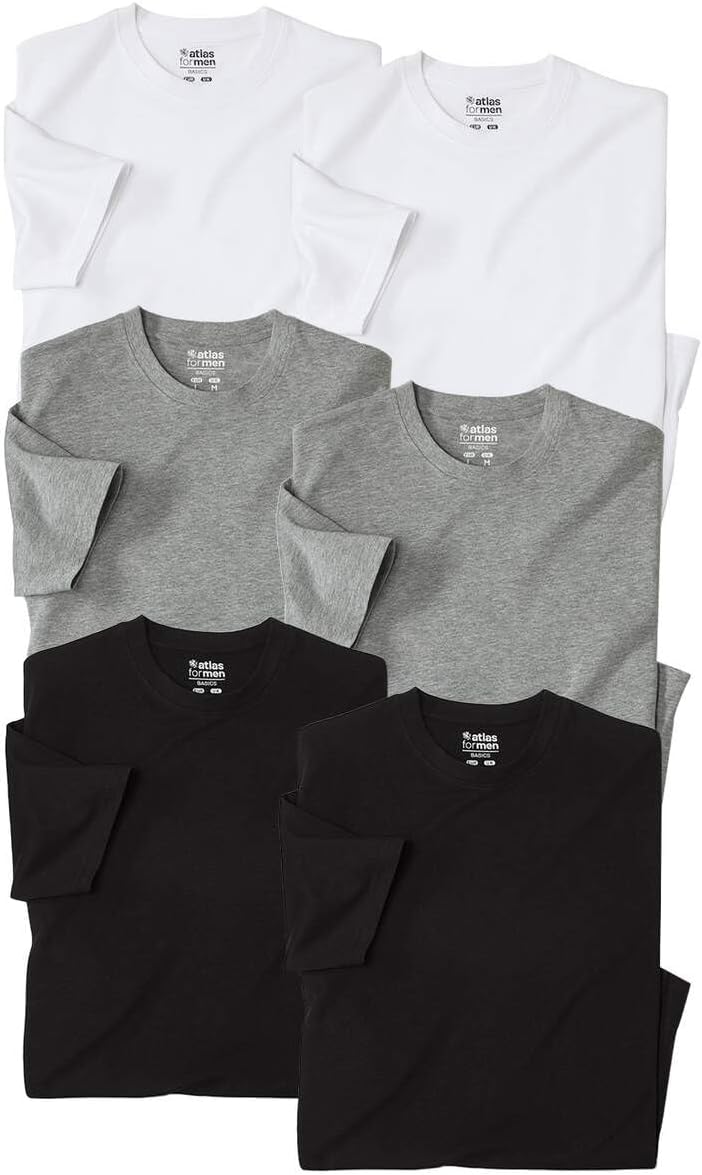 ATLAS FOR MEN - Lot de 6 Tee-Shirt Homme ManchesCourtes - Disponible en Grandes Tailles du M au 5XL