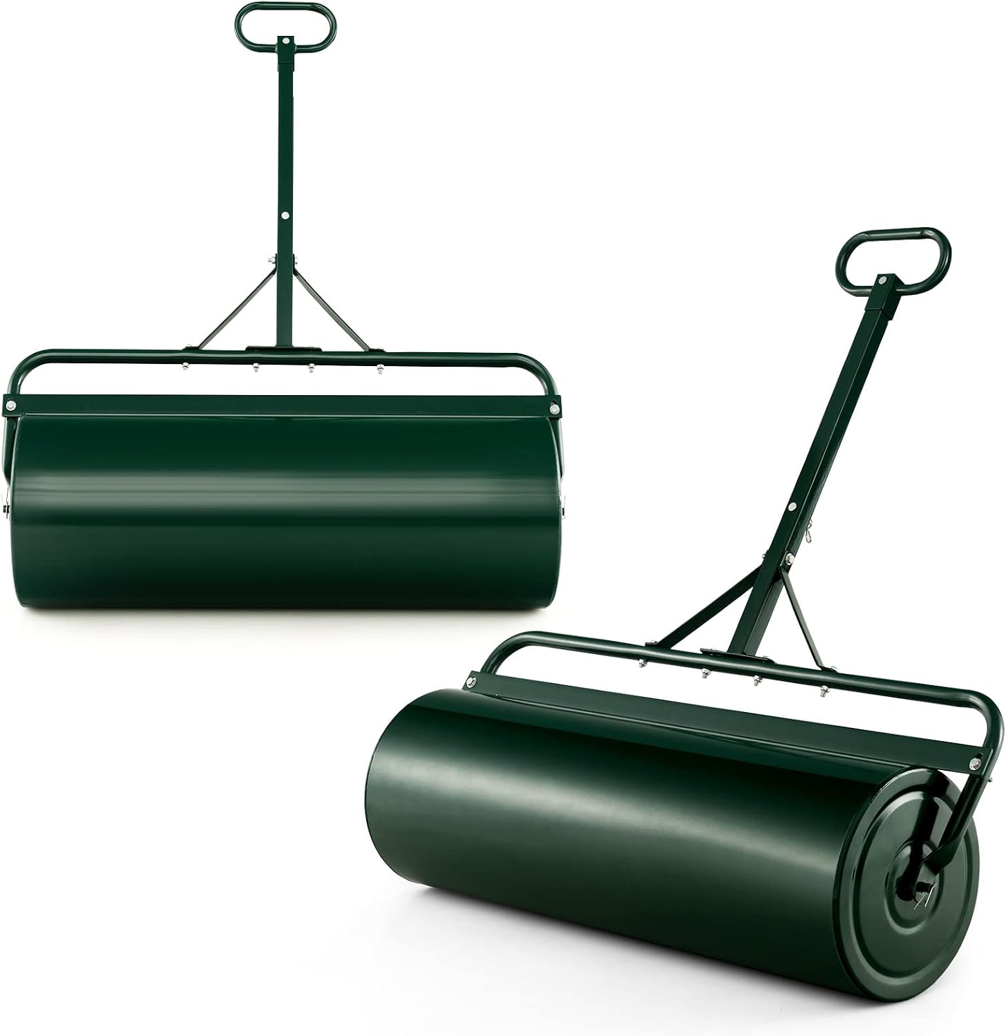 RELAX4LIFE Rouleau à Gazon en Fer avec Réservoire pour Jardin, Volume de Remplissage de Sable ou l’Eau : 113 L, φ40cm, Largeur 99 CM, Hauteur : 146 CM (113L-Vert)
