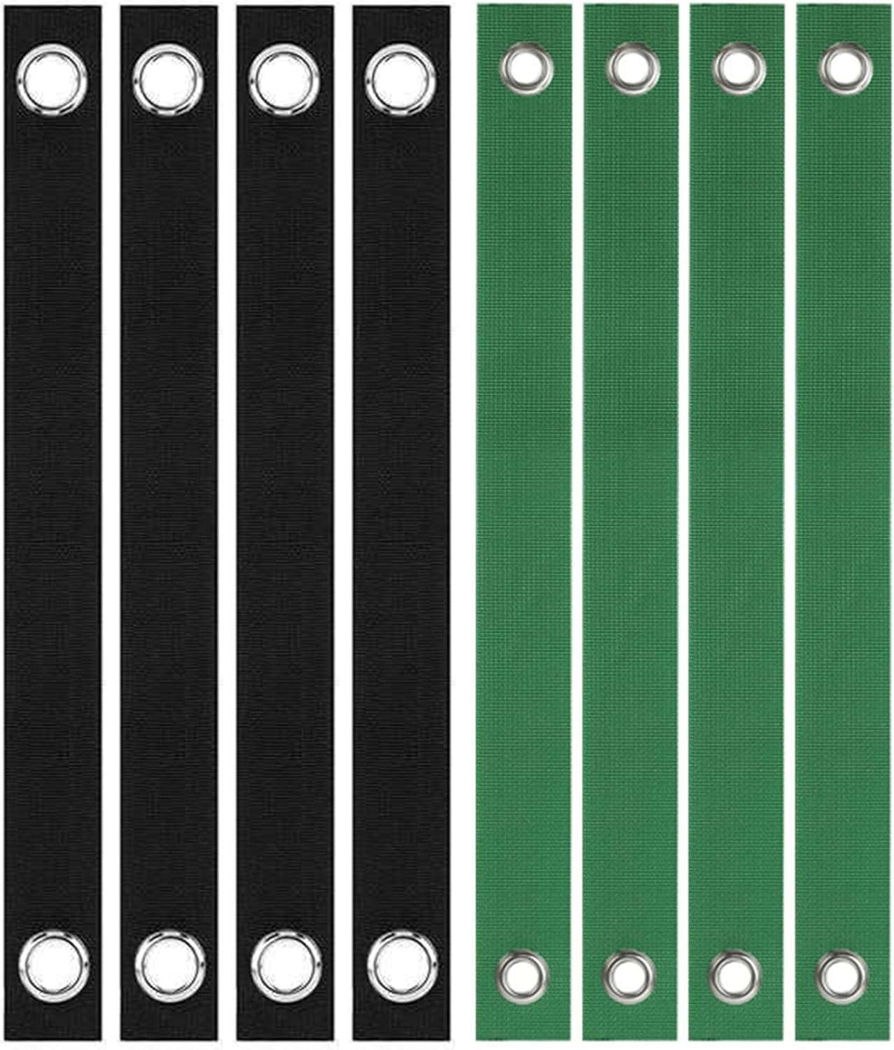 8 Sangles de Support pour Arbres avec Œillets 40x3.8cm, Tuteur Arbre Robuste pour Jeunes Plantes et Protection Contre Le Vent, Kit de 8 Pièces (4 Noires, 4 Vertes)