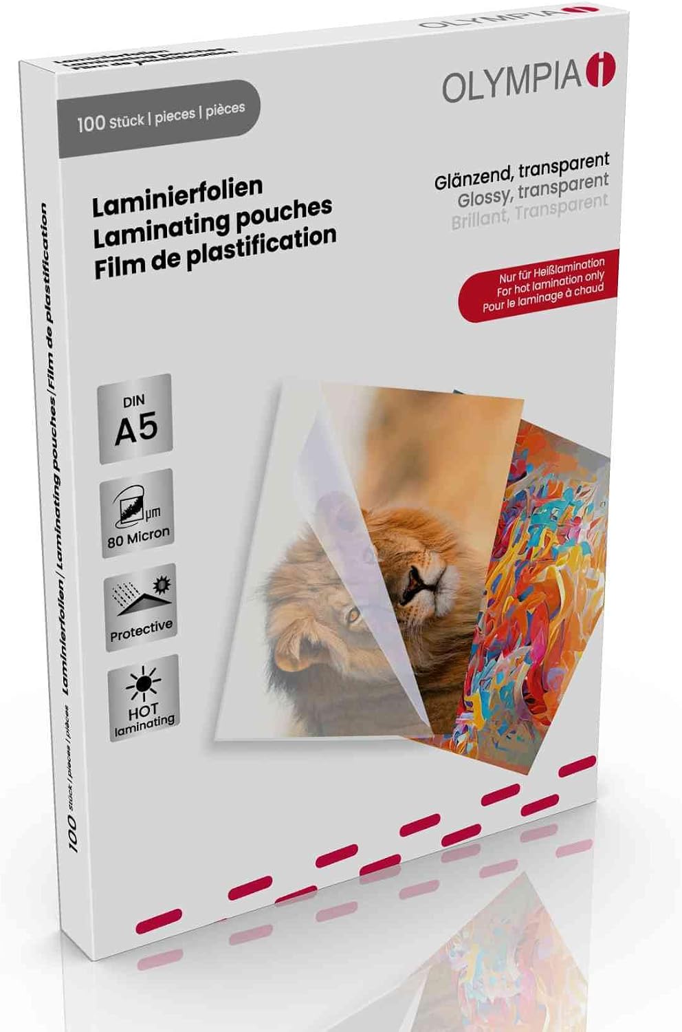 Olympia Pochettes de plastification à chaud, DIN A4, 125 microns, 100 pochettes tansparentes