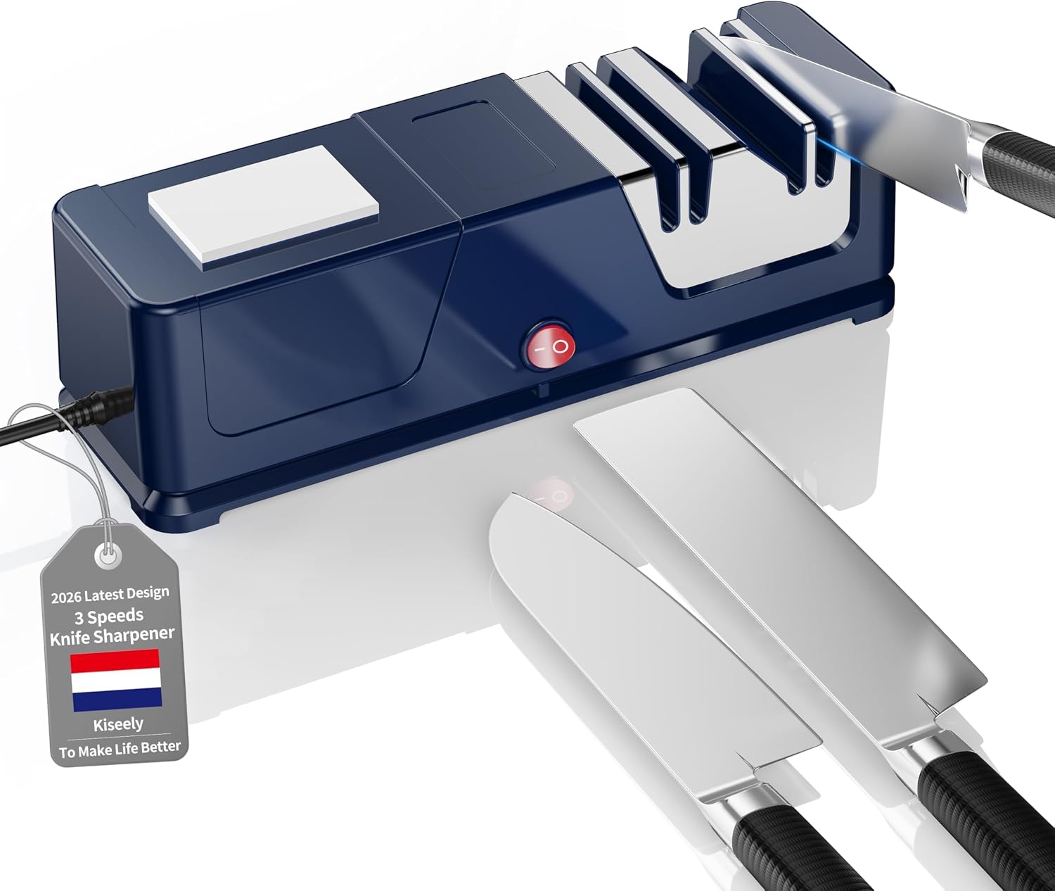 Aiguiseur de Couteaux électrique, Revêtement Diamant, Base Antidérapante, Aviseur Électrique Professionnel De Couteaux Pour Couteaux De Cuisine, Couteaux De Chef (PR2)