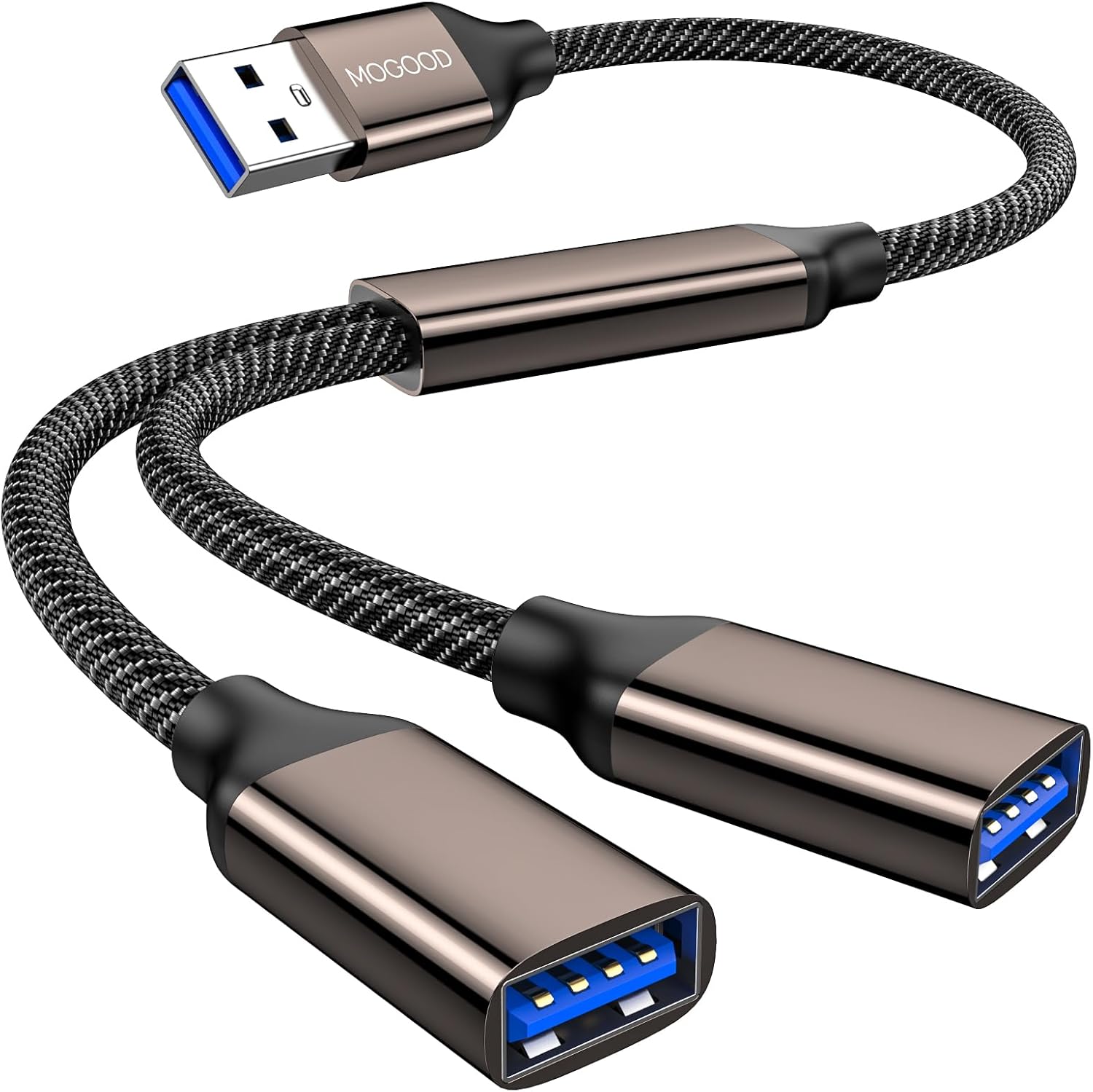 MOGOOD Hub USB 3.0 5Gbps Double Ports - Adaptateur 1 Mâle vers 2 Femelles