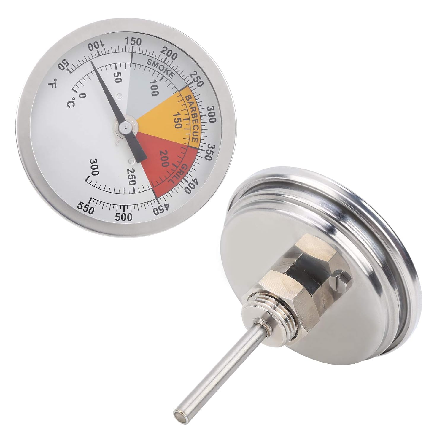 Naroote Thermomètre de Gril, Compteur de Température de Four de Haute Précision pour la Cuisson en Acier Inoxydable pour Fournitures de Cuisine