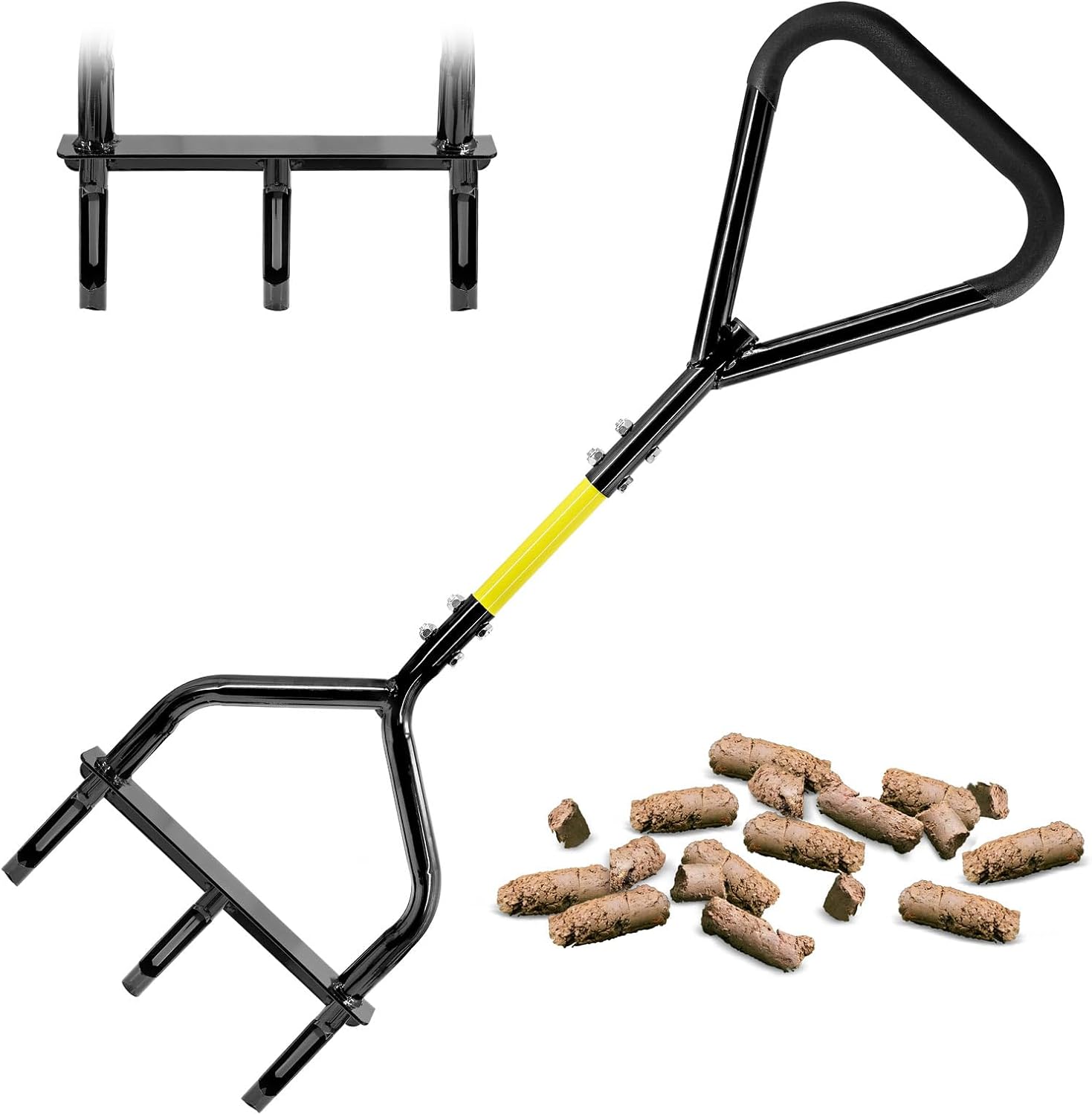 Jardineer Aérateur manuel de pelouse – Aération du sol de 12,7 cm de profondeur, poignée triangulaire pour la stabilité, tubes non obstruants pour l'entretien de la pelouse et du jardin