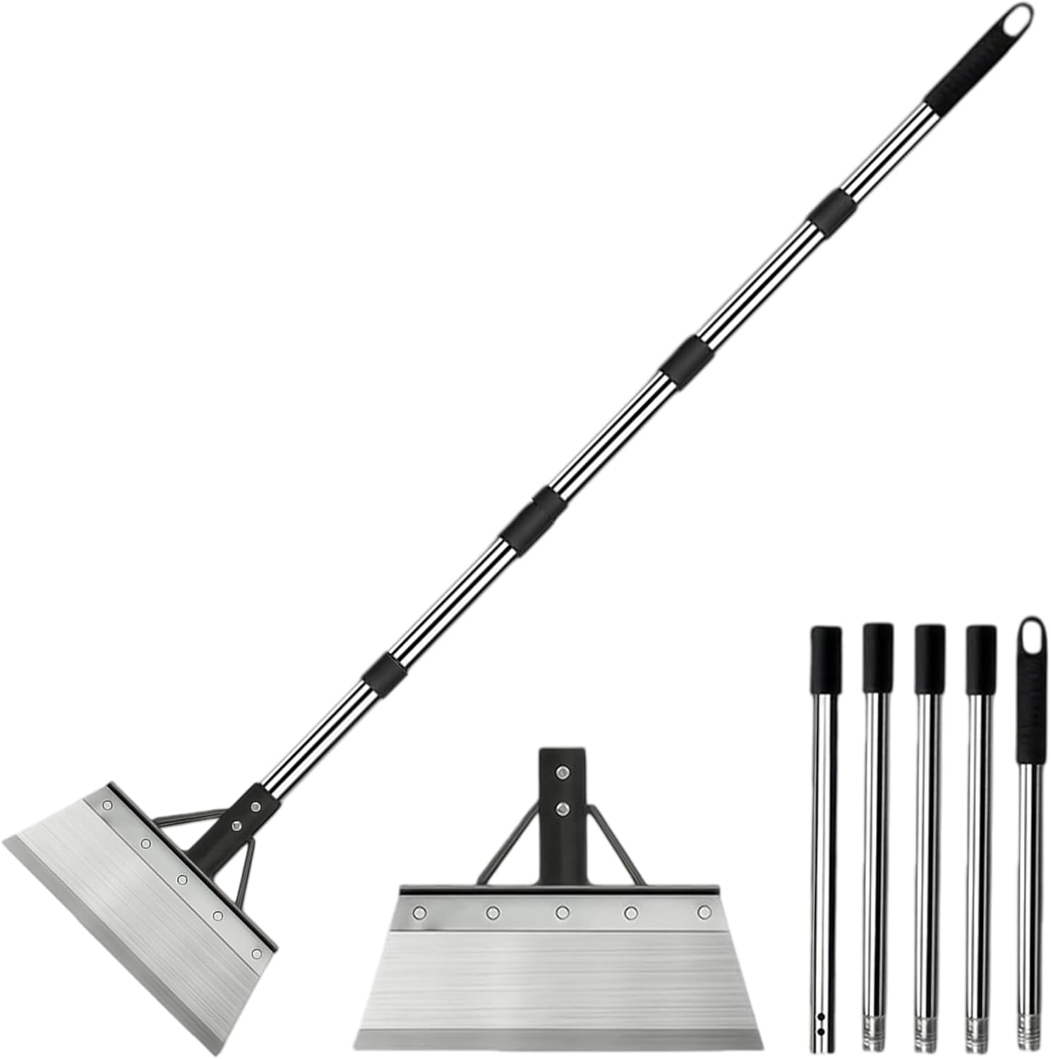 Pelle de nettoyage avec manche - 200 cm - Grattoir de jardin multifonction - Très résistant - Grattoir à glace - Pelle à neige réglable - Pour les mauvaises herbes