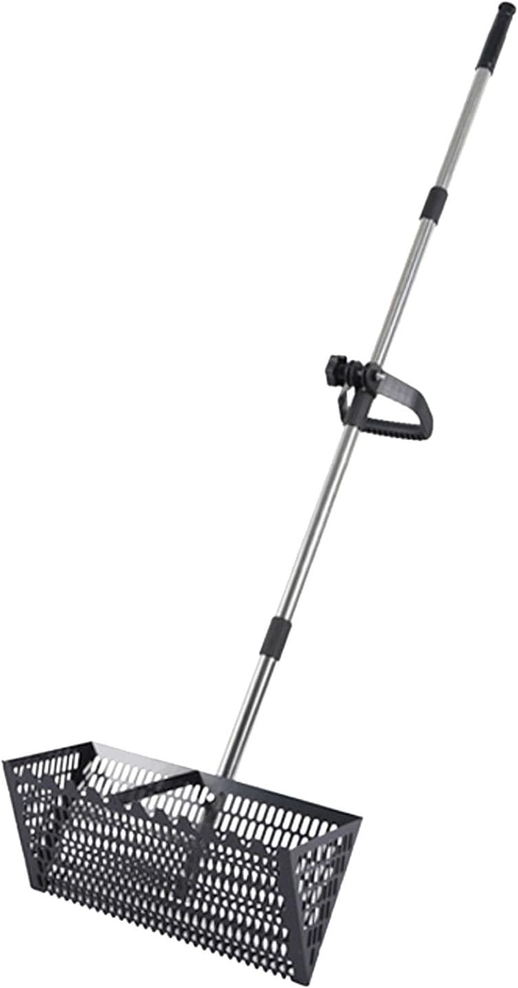 Râteau Tamis de Plage Professionnel - Grand Crible à Sable en Acier Inoxydable 304 avec Manche 140 cm - Panier 40x20 cm pour Pêche aux Appâts, Nettoyage Plage et Jeux Enfants