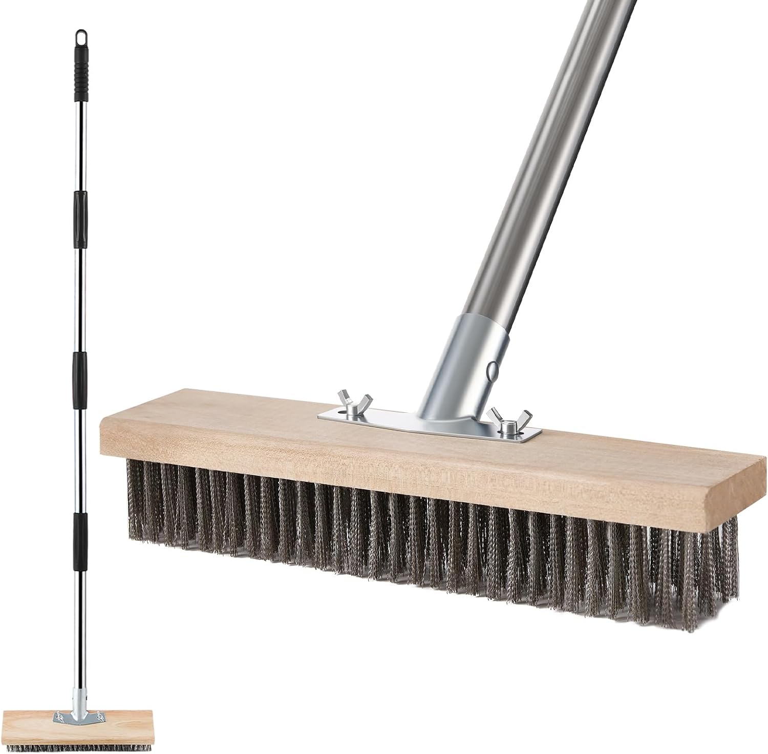 Mitclear Balai Brosse Métallique d'extérieur, Manche Télescopique 145cm