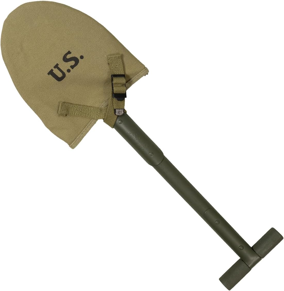 WW2 US M1910 Pelle à poignée en T avec housse olive