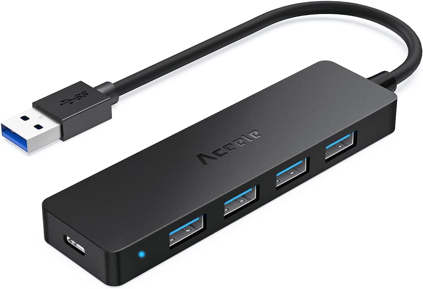 Aceele 5-Port USB 3.0 Ultra Fin Data Hub avec câble étendu de 4ft, 5Gbit/s USB 3.0 Ports, Hub USB pour MacBook, Mac Pro/Mini, iMac, Surface Pro, XPS, PC Portable, clés USB, Disque Dur Mobile, et Plus.