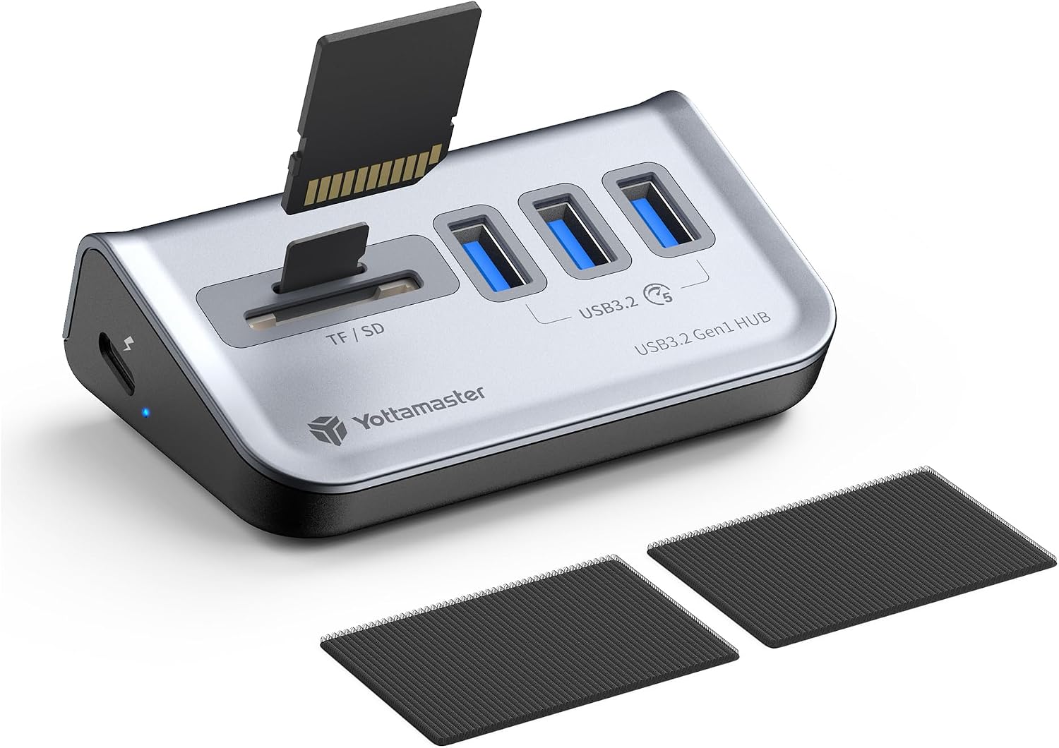Yottamaster Hub USB avec lecteur de carte SD, hub USB 3.0 5 en 1, 3 USB-A 3.0, répartiteur USB avec lecteur de carte SD/TF, câble USB-C/A 2 en 1 de 50 cm pour iMac, MacBook, Mac mini