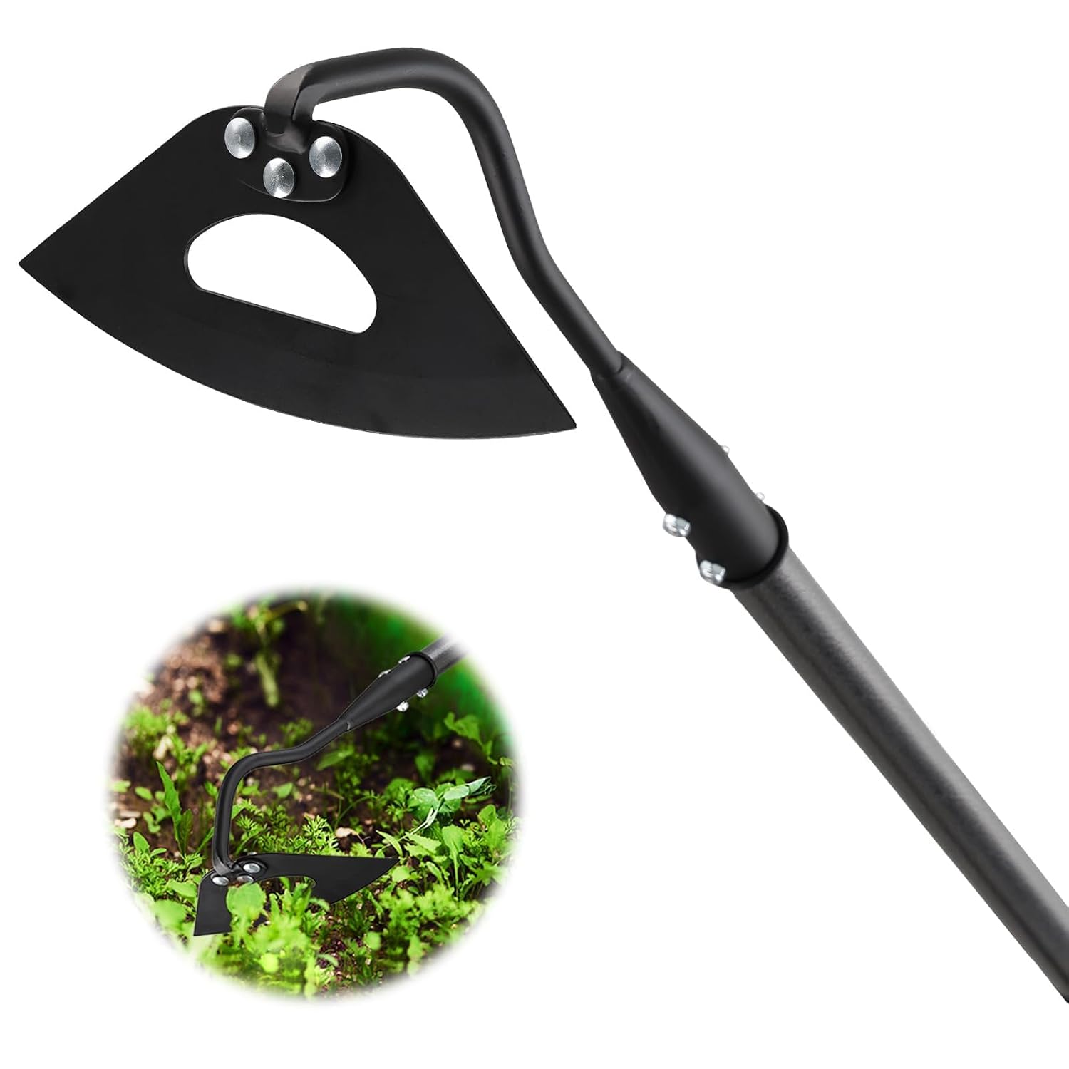 Hachette de jardin et désherbeur avec manche en métal pour assouplir le sol