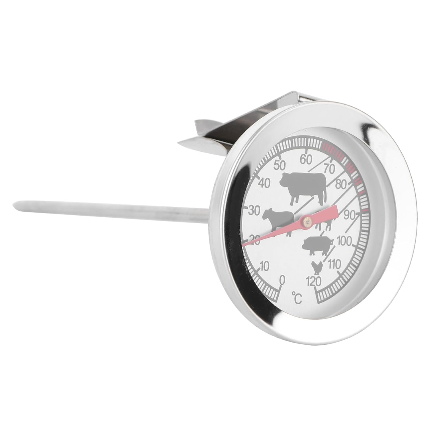 PRETYZOOM Thermomètre de Cuisson Barbecue en Acier Inoxydable Blanc, Résistant à Haute Température, Facile à Ranger, Cuisine et Grillades