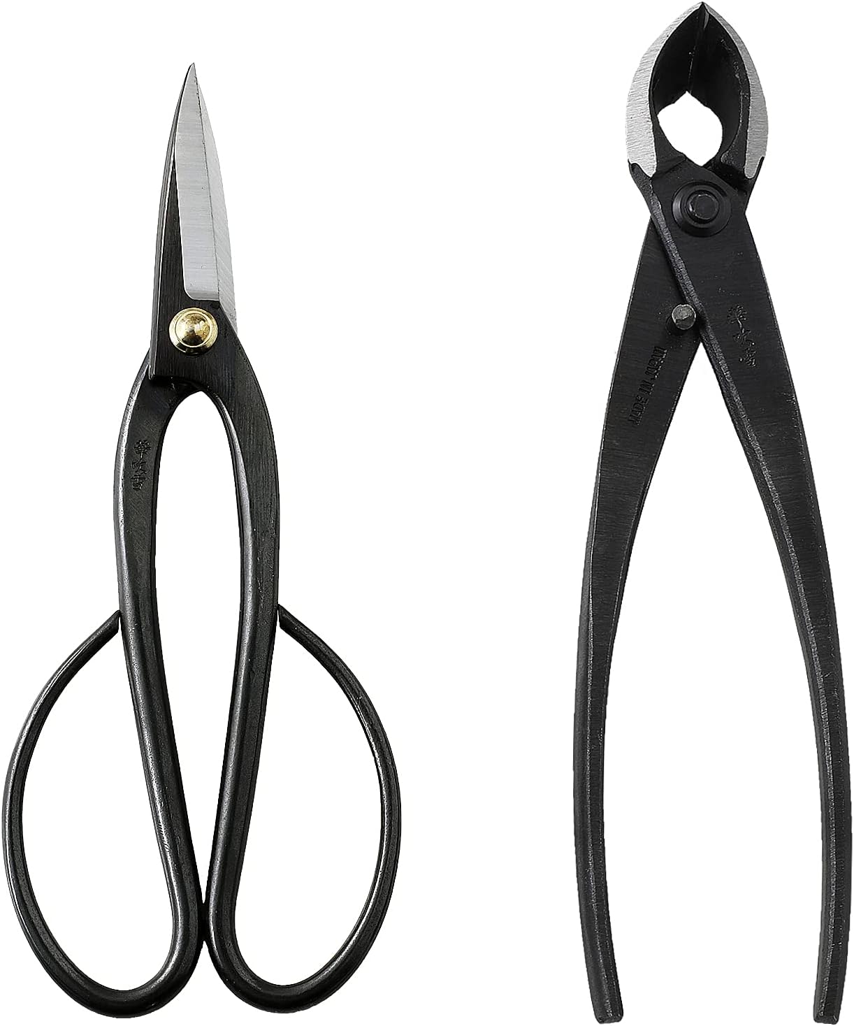 Wazakura Kit Outils Bonsaï : Ciseaux Ashinaga et Pince Concave 200 mm