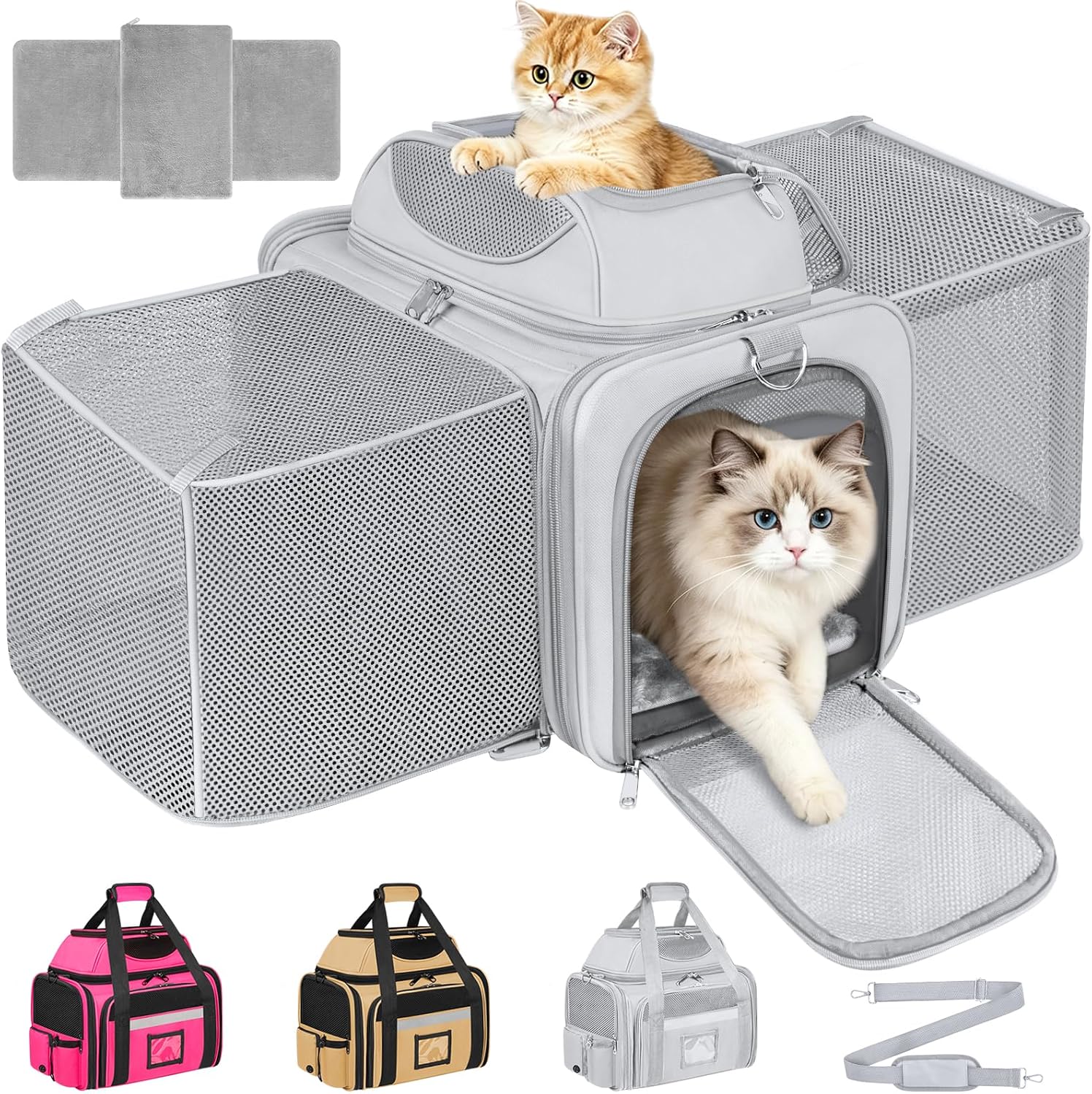 Sac Transport Chat Chien Approuvé Extensible Caisse de Transport