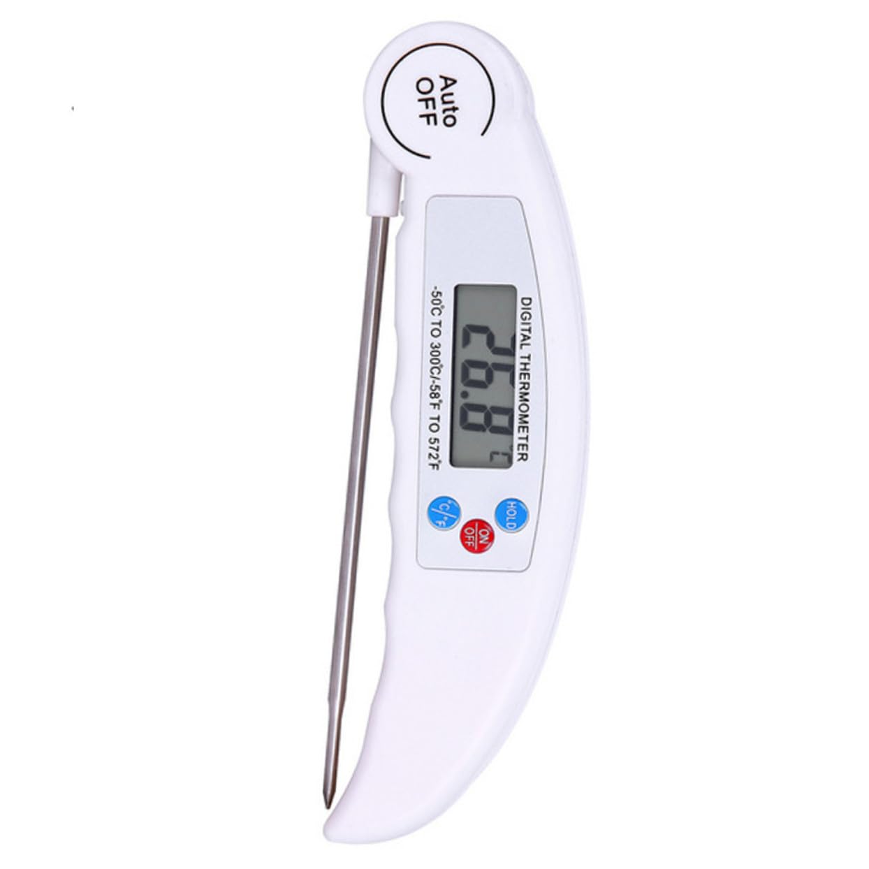 Alipis Thermomètre Numérique Pliable en Acier Inoxydable Cuisine et Camping Sonde Anti-poussière, Large Plage de Température, Lecture Rapide et Précise
