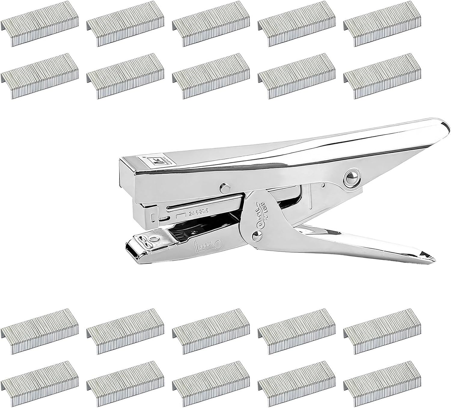 Agrafeuse Ergonomique Métal Gris Pour Bureau et Maison - Livrée Avec 1000 Agrafes Standard 24/6 ou 26/6 Incluses - Capacité 20 Feuilles, Dégrafeur Fournitures de Bureau Professionnel Utilisation Fréq