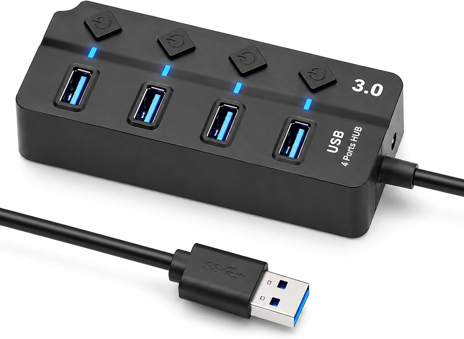 Hub USB avec bloc d'alimentation 4 ports répartiteur 3.0 pour PC