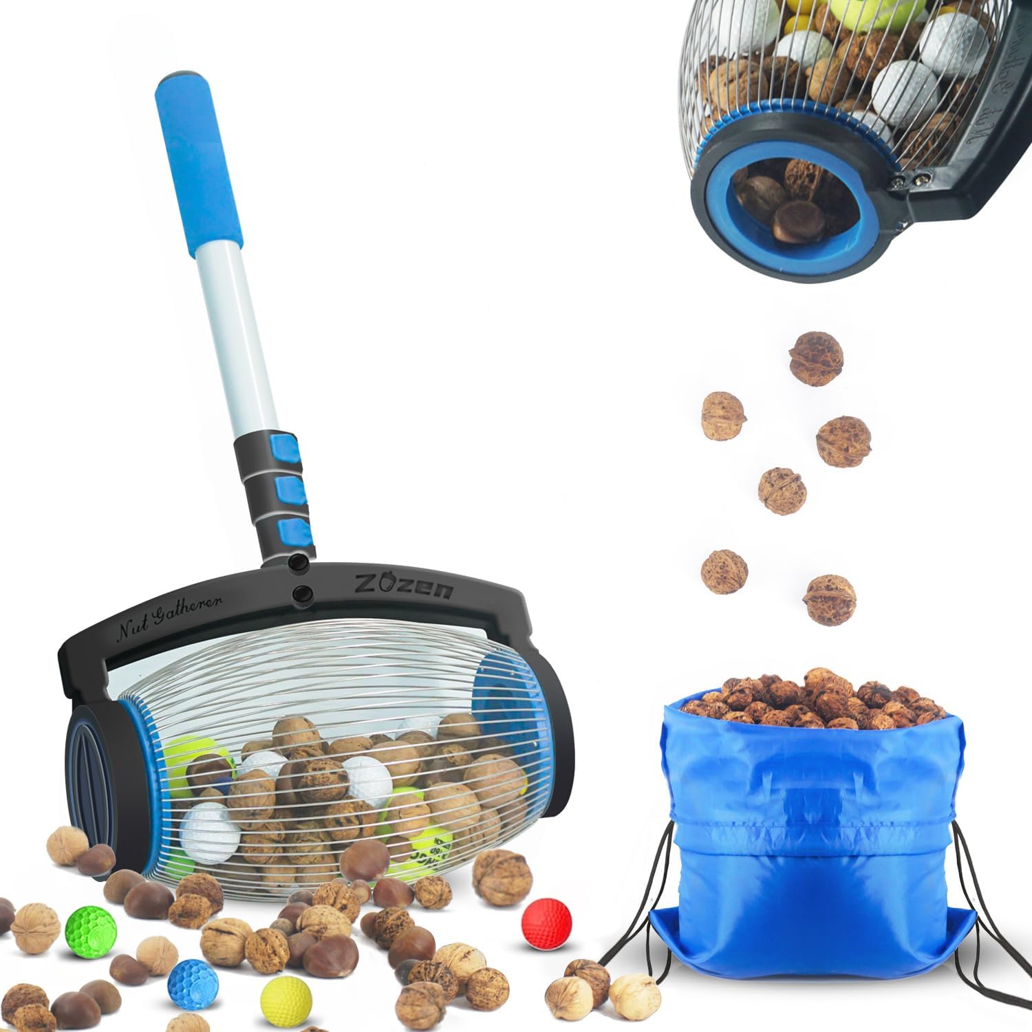Zozen Récupérateur/collecteur de Noix ,Déchargement latéral (5.68L)