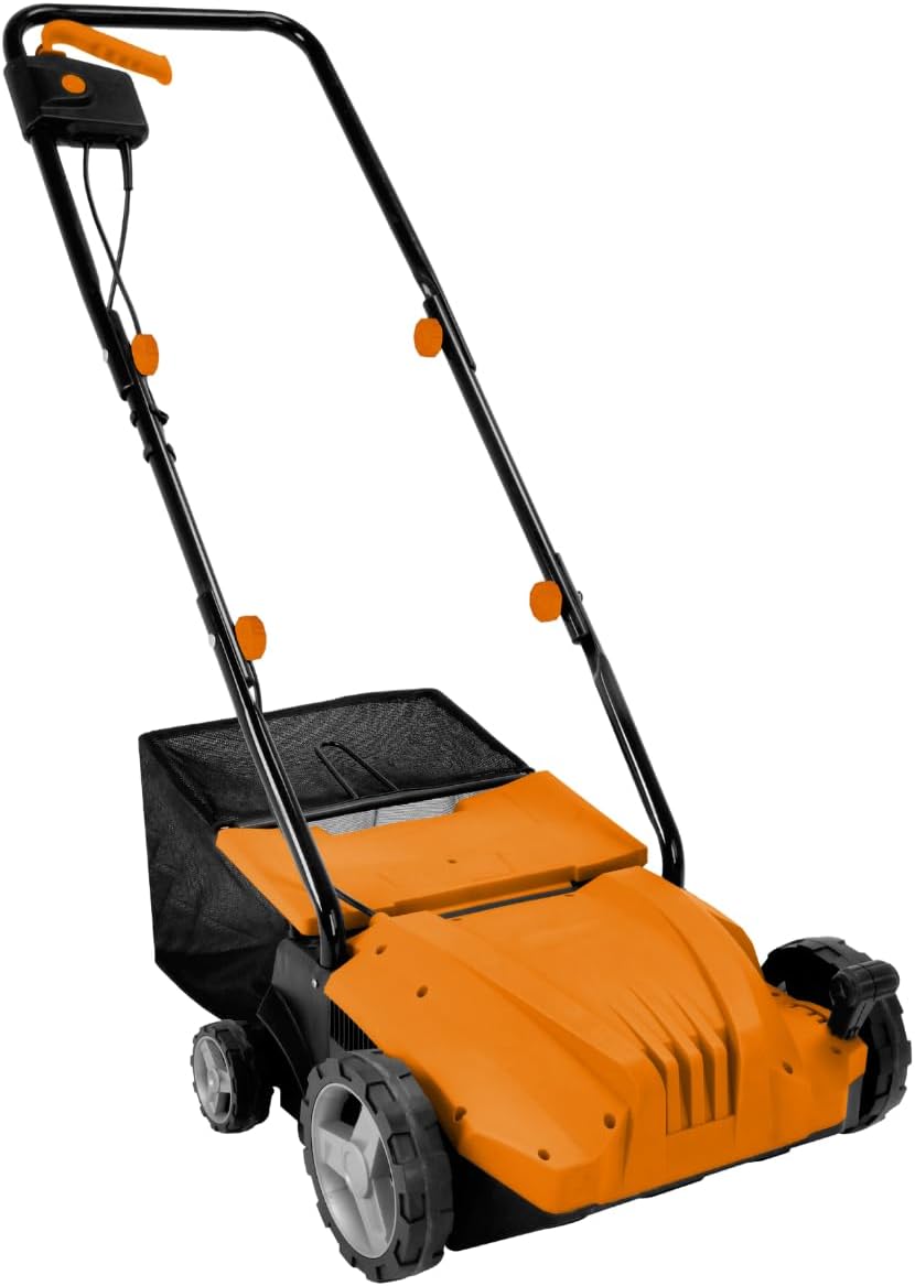 LAZY-BRUSH Nettoyeur de gazon artificiel 1500 W – Brosse de nettoyage électrique pour gazon artificiel – 4 réglages de hauteur – Câble de 10 m – Sac de collecte de débris de 30 L – Brosse de balayage