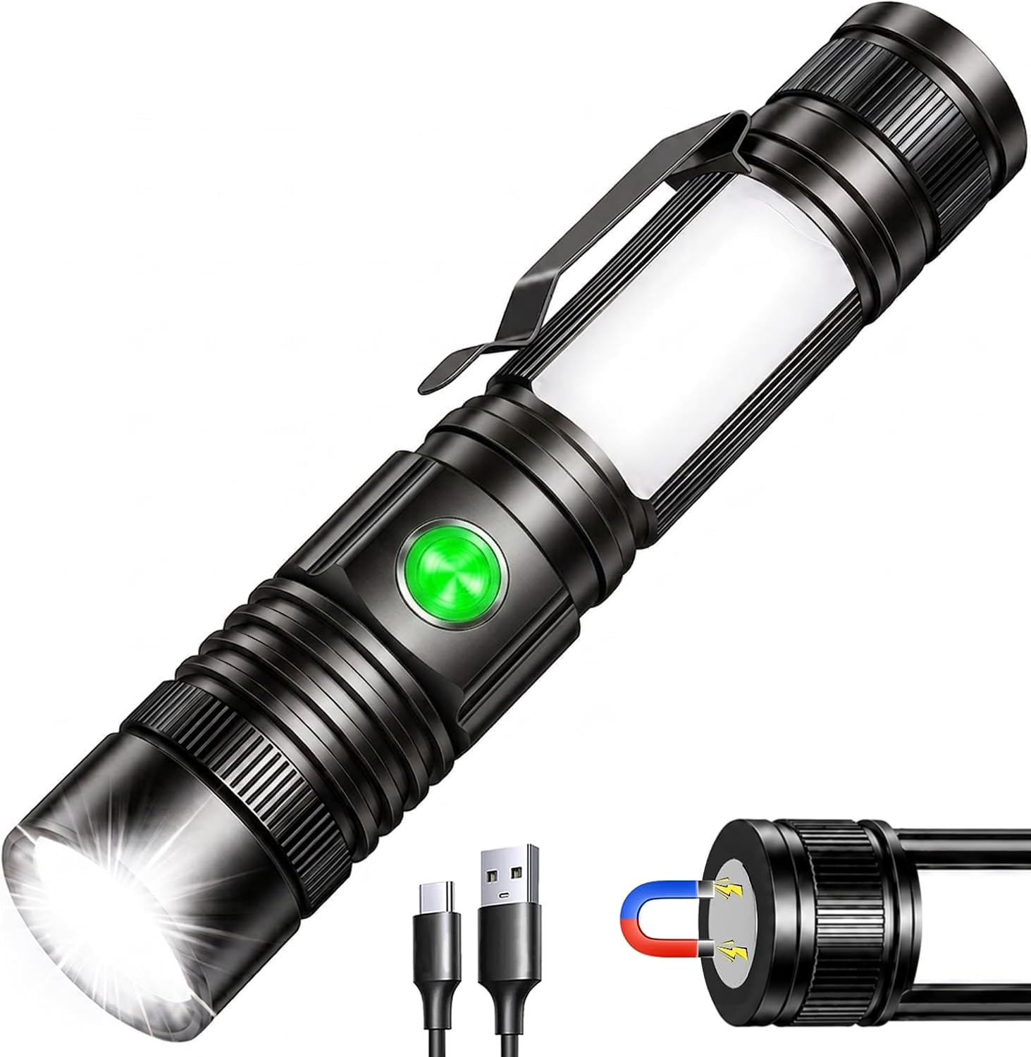REHKITTZ Lampe Torche LED Rechargeable, 2000 Lumens, Très Lumineuse