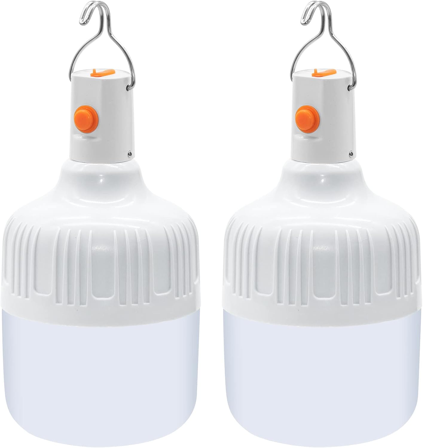 Lanterne de Camping, 2 Pièces Lampe Camping avec USB Rechargeable 500 Lumens 2 Modes Lanterne Portable à Suspendre, Tente Ampoule Dimmable pour Bivouac Pêche Randonnée Jardin Barbecue