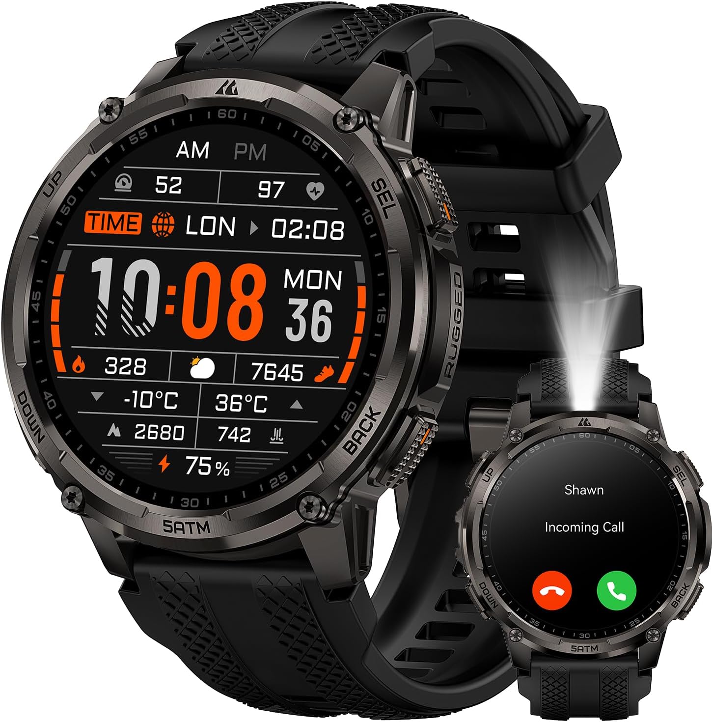 KOSPET Tank T4C GPS Montre Connectée Homme, Lampe Torche LED, Talkie-Walkie