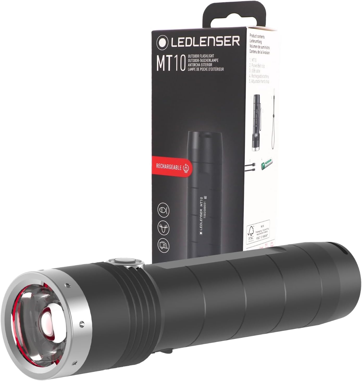 Ledlenser MT14 Lampe torche rechargeable, 1000lm, 320 portée, 253g, IP54