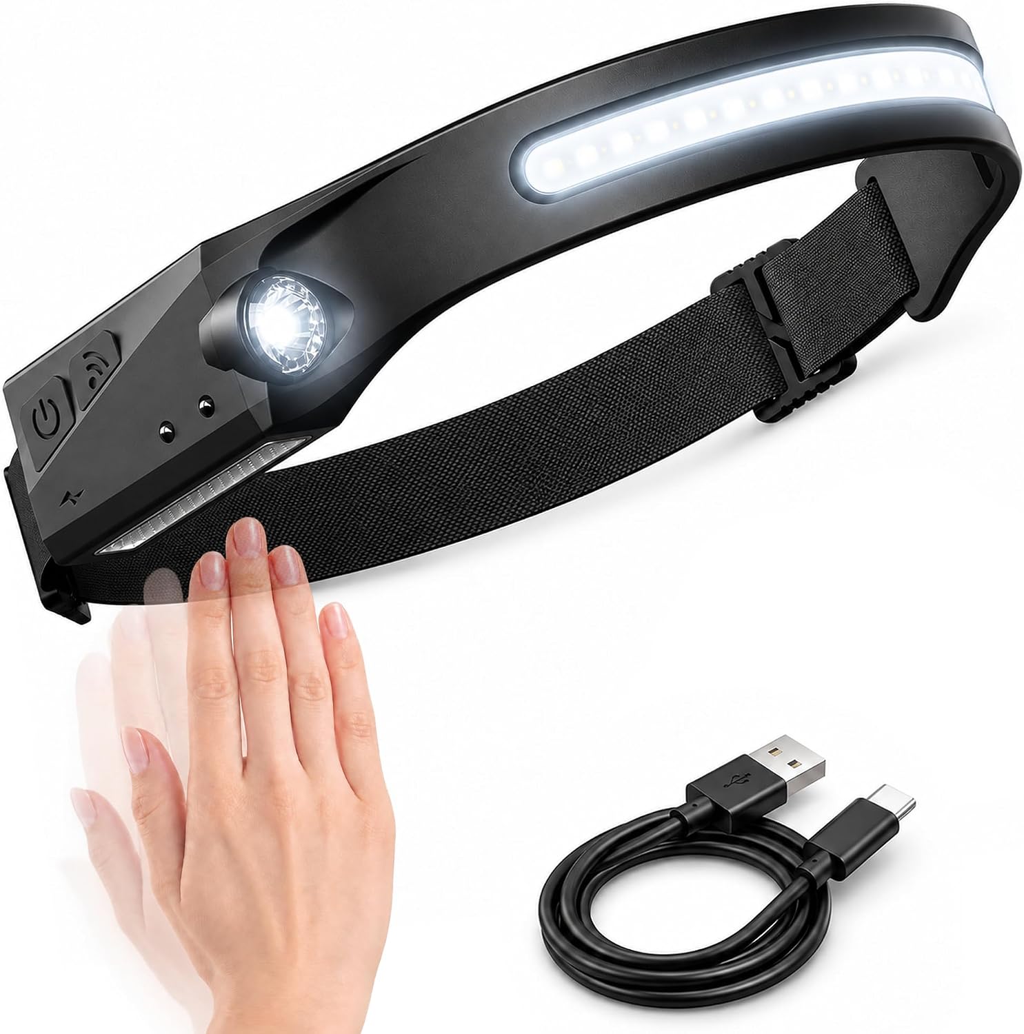 Lampe frontale rechargeable LED USB-C 350 lumens