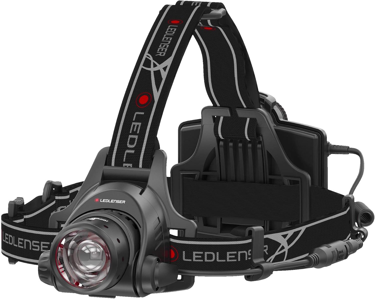 Ledlenser Lampe frontale LED H14R.2, rechargeable batterie lithium, 1000 lumens, également utilisable 4 piles AA, variable en continu, portée de 300 m, câble de charge USB, Noir