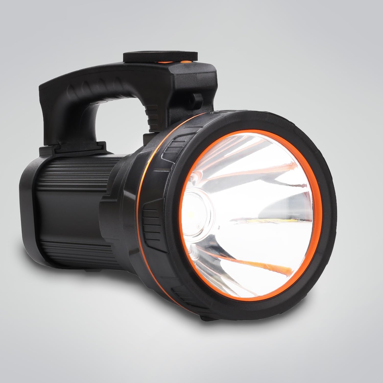 Lampe Torche Led Ultra Puissante USB C Rechargeable Grande 4 batterie 10000mah, Lampe de Poche Longue Portée 800M Lumens élevés, Grosse Piles Portable avec bretelle, pour la maison/plein air