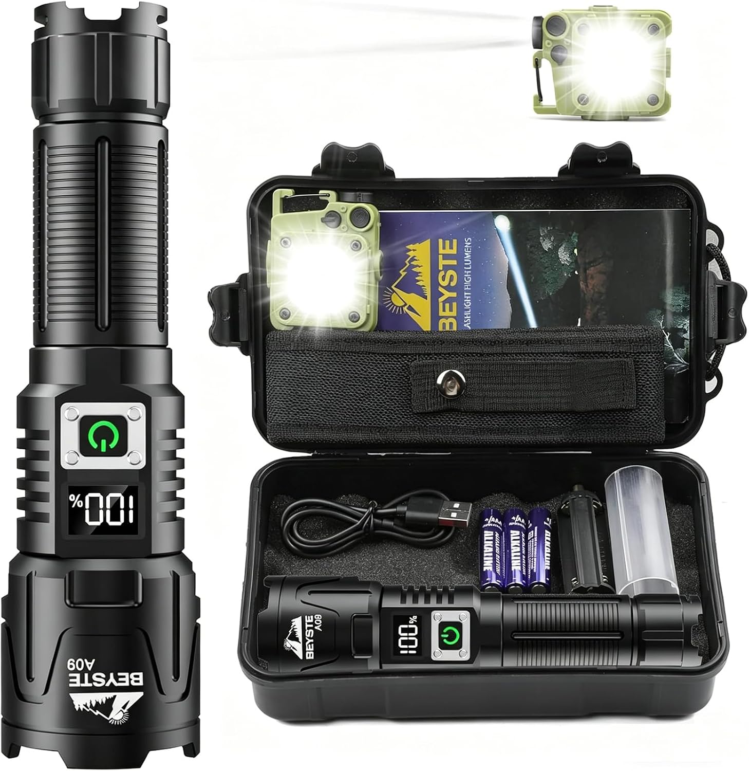 Lampe Torche LED Ultra Puissante 1,000,000 LM, 50W – 1520m Portée